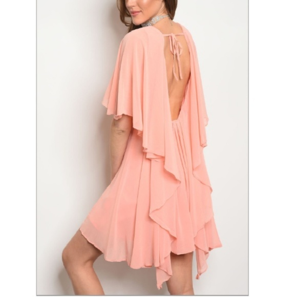 NWT Chiffon Open Back Asymmetrical Goddess Dress - Picture 3 of 3